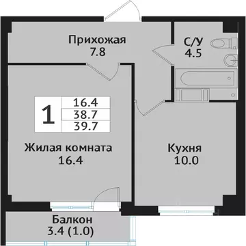 1-к кв. Ленинградская область, Всеволожск ул. Севастопольская, 2к1 ...