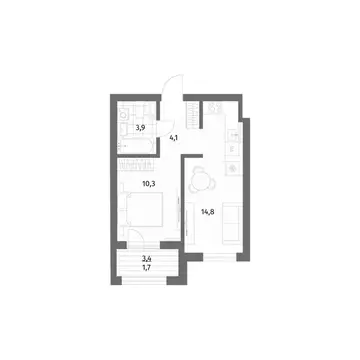 1-к кв. Калининградская область, Гурьевск ул. Имени Антона Пошкуса, ...