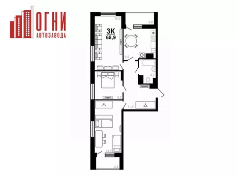 3-к кв. Нижегородская область, Нижний Новгород Коломенская ул., 8к4 ...