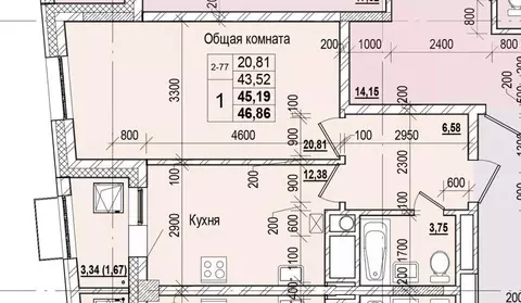 1-к кв. Саха (Якутия), Якутск ул. Чкалова (45.19 м)