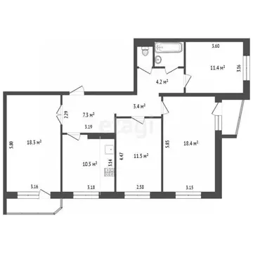 4-к кв. Архангельская область, Архангельск ул. Тыко Вылки, 11 (88.7 м)