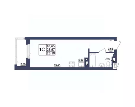 Студия Башкортостан, Уфа Космос жилой комплекс, лит1 (26.97 м)