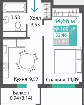 1-к кв. Крым, Симферопольский район, с. Мирное ПроПолис жилой комплекс ...