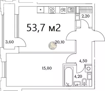 1-комнатная квартира: Санкт-Петербург, Планерная улица, 99 (53.7 м)