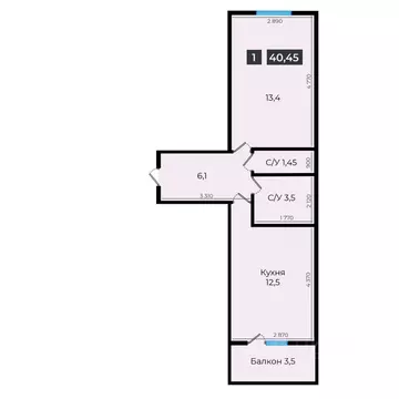 1-к кв. Ставропольский край, Ставрополь ул. Южный обход, 53В (40.25 м)