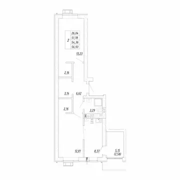 2-комнатная квартира: Зеленоградск, Морской переулок (54.36 м)