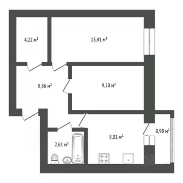 2-к кв. Башкортостан, Уфа ул. Бородинская, 24 (47.8 м)