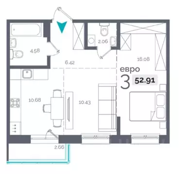 2-к кв. Иркутская область, Иркутск Пулковский пер., 28 (52.9 м)