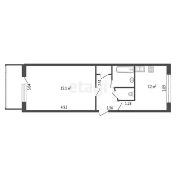 1-комнатная квартира: Санкт-Петербург, улица Антонова-Овсеенко, 19к5 ...