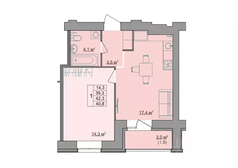 1-к кв. Костромская область, Кострома Магистральная ул., 49А (40.8 м)