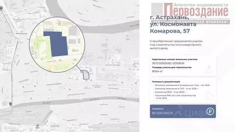 Участок в Астраханская область, Астрахань ул. Космонавта Комарова, 57 ...