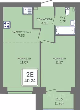 2-к кв. Пермский край, Пермь Кировоградская ул., 28 (40.24 м)