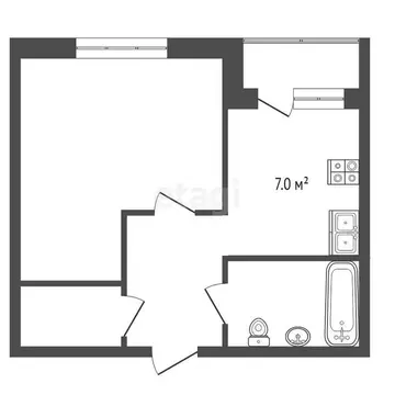 1-комнатная квартира: Белоозёрский, улица 60 лет Октября, 21 (28.9 м)
