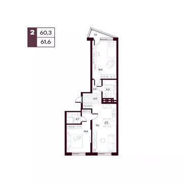 2-к кв. Тюменская область, Тюменский муниципальный округ, д. Дударева ...