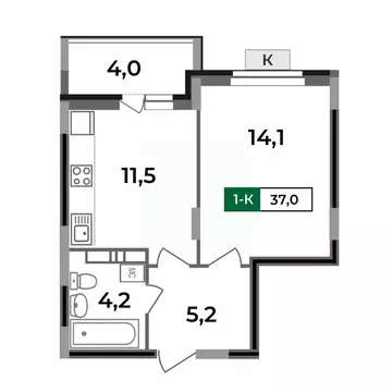 1-к кв. Владимирская область, Ковров Еловая ул., 82 (37.0 м)