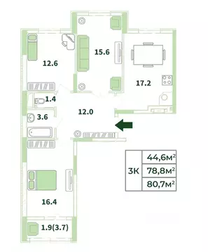 3-к кв. Крым, Симферопольский район, с. Мирное, Жигулина Роща мкр  ...