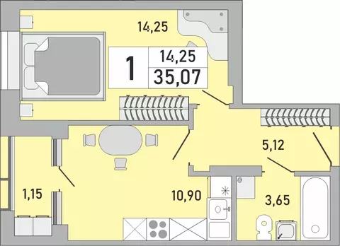 1-к кв. Башкортостан, Уфа Бакалинская ул., 9/1 (35.07 м)