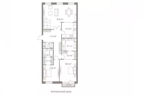 3-комнатная квартира: Москва, улица Большая Полянка, 44 (124 м)