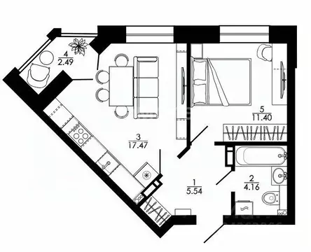 1-к кв. Липецкая область, Липецк Университетский мкр, Архитектор жилой ...