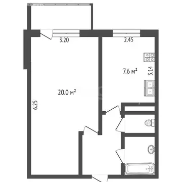 1-комнатная квартира: Тобольск, 6-й микрорайон, 27 (34.7 м)