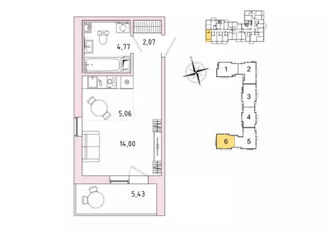 1-к кв. Ленинградская область, Гатчина Въезд мкр,  (28.62 м)