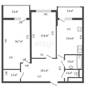 2-комнатная квартира: Санкт-Петербург, Лыжный переулок, 2 (67.7 м)