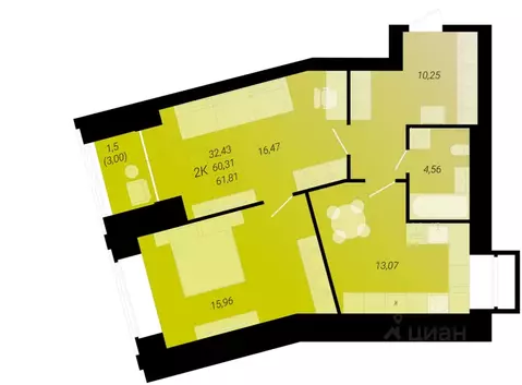 2-к кв. Архангельская область, Архангельск просп. Советских ...