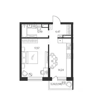 1-к кв. Краснодарский край, Краснодар  (42.55 м)