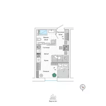 Студия Приморский край, Владивосток ул. Нейбута (29.6 м)