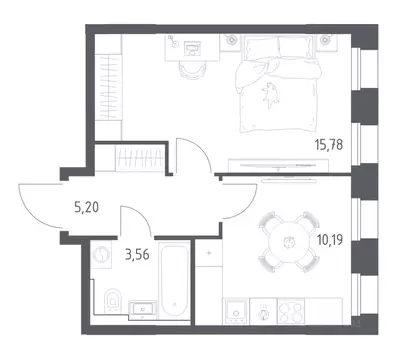 1-к кв. Татарстан, Казань Зилант Премьер жилой комплекс (34.73 м)