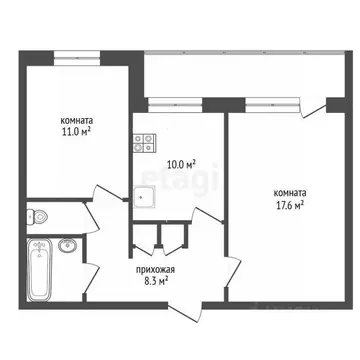 2-к кв. Свердловская область, Екатеринбург ул. Владимира Высоцкого, 8 ...
