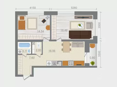 2-к кв. Ленинградская область, Ломоносовский район, Горбунковское ...