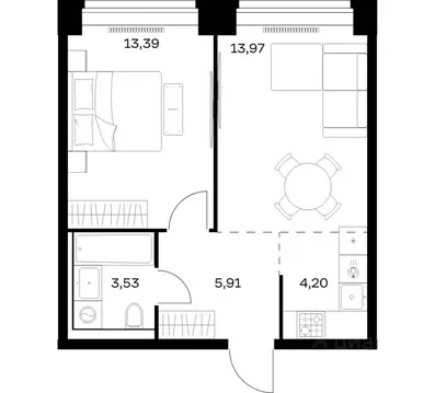 1-к кв. Москва Нова жилой комплекс, к1 (41.0 м)