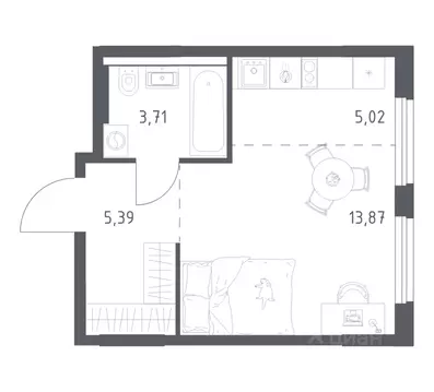 1-к кв. Башкортостан, Уфа ул. Минигали Губайдуллина, 8к9 (27.99 м)