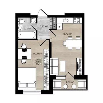 1-к кв. Ярославская область, Ярославль Северный жилрайон, 15-й мкр, 1 ...