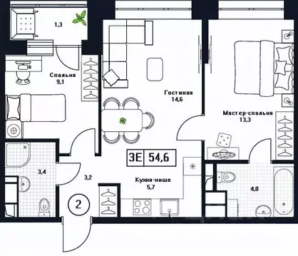 3-к кв. Московская область, Пушкино Пушкино Град жилой комплекс, к3 ...