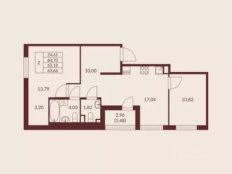 2-к кв. Ленинградская область, Мурино Всеволожский район, Мурино Спэйс ...