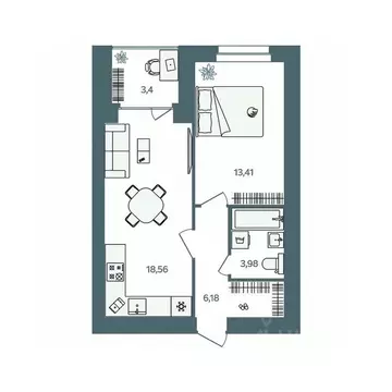 1-к кв. Ярославская область, Ярославль пос. Павловский, Волга-Лайф ...