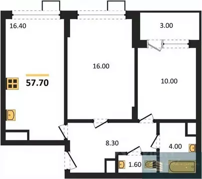 2-к кв. Воронежская область, Воронеж бул. Содружества, 6 (57.7 м)