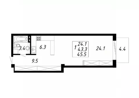 1-к кв. Ставропольский край, Ессентуки Озеро жилой комплекс (45.5 м)