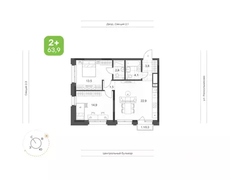 2-к кв. Татарстан, Набережные Челны Премьер-квартал жилой комплекс ...