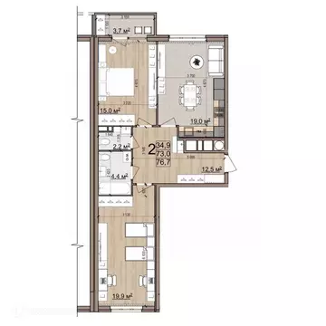 2-к кв. Рязанская область, Рязань Еврокласс жилой комплекс (76.7 м)