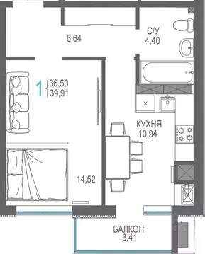 1-к кв. Крым, Симферопольский район, Гвардейское пгт, Республика жилой ...
