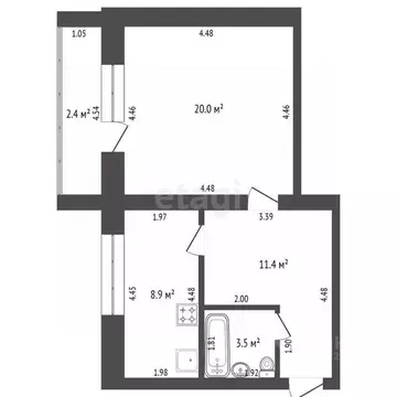 1-к кв. Башкортостан, Стерлитамак Южный мкр, ул. Суханова, 22А (43.8 ...