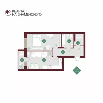 1-комнатная квартира: Тобольск, микрорайон 3Б, 6Бк2 (57.35 м)