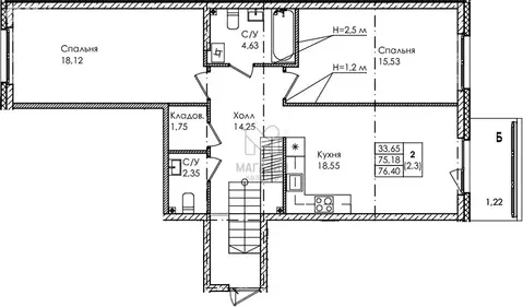 3-комнатная квартира: Сестрорецк, Авиационная улица, 10А (75.18 м)