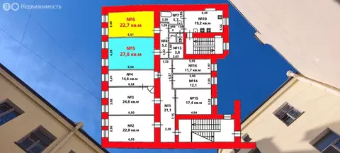 1к в 7-комнатной квартире (22.7 м)