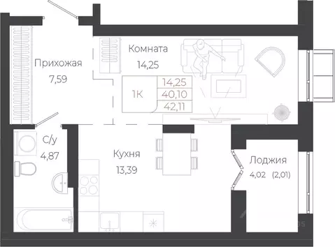 1-к кв. Алтай, Майминский район, с. Майма ул. Энергетиков (42.11 м)