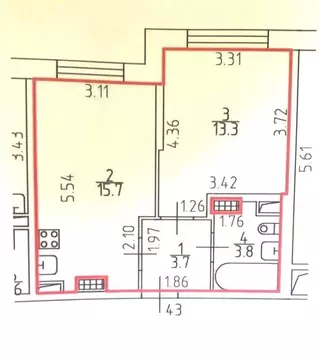1-к кв. Санкт-Петербург ул. Ивинская, 11 (37.0 м)