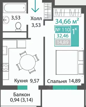 1-к кв. Крым, Симферопольский район, с. Мирное ПроПолис жилой комплекс ...